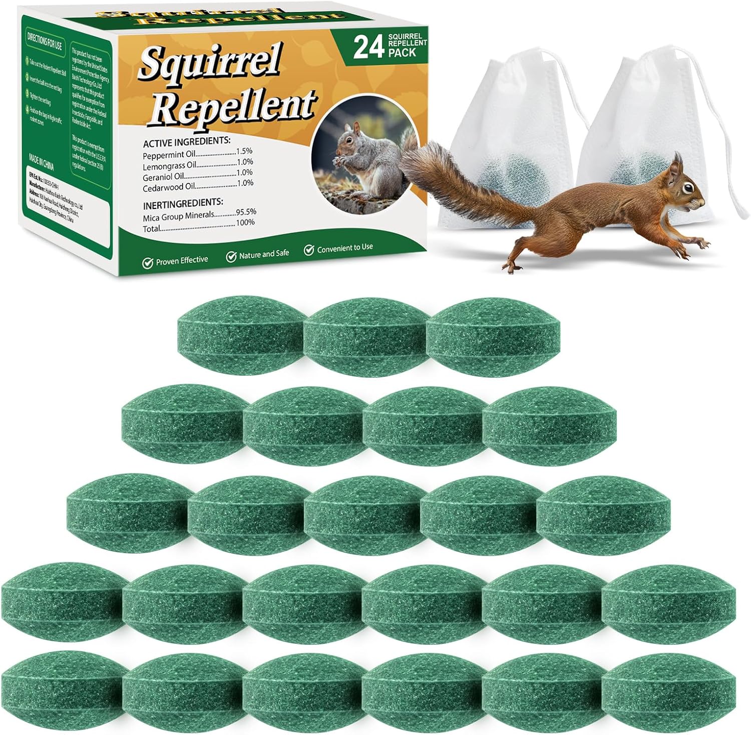 Pblovylu 24 Pack Squirrel Repellent for Outdoor &amp;amp; Attic Squirrel Repeller Squirrel Control Repellent Squirrel Deterrent Keep Squirrel Away Out of Garden Indoor Use