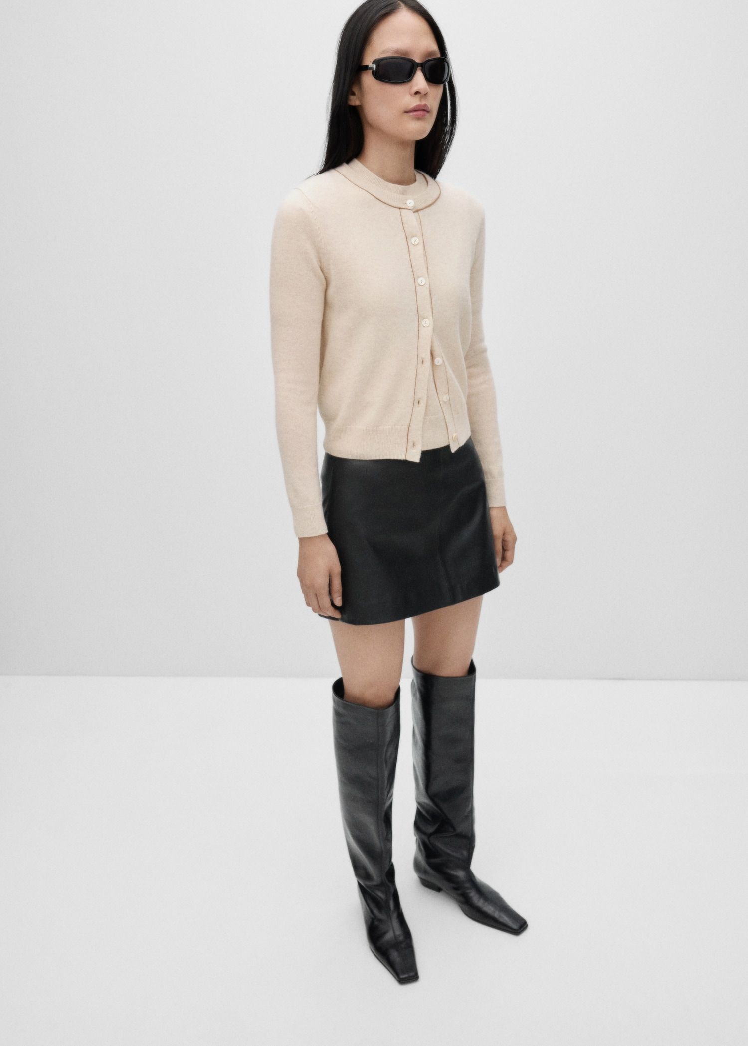 100% Wool Cardigan With Decorative Stitching
