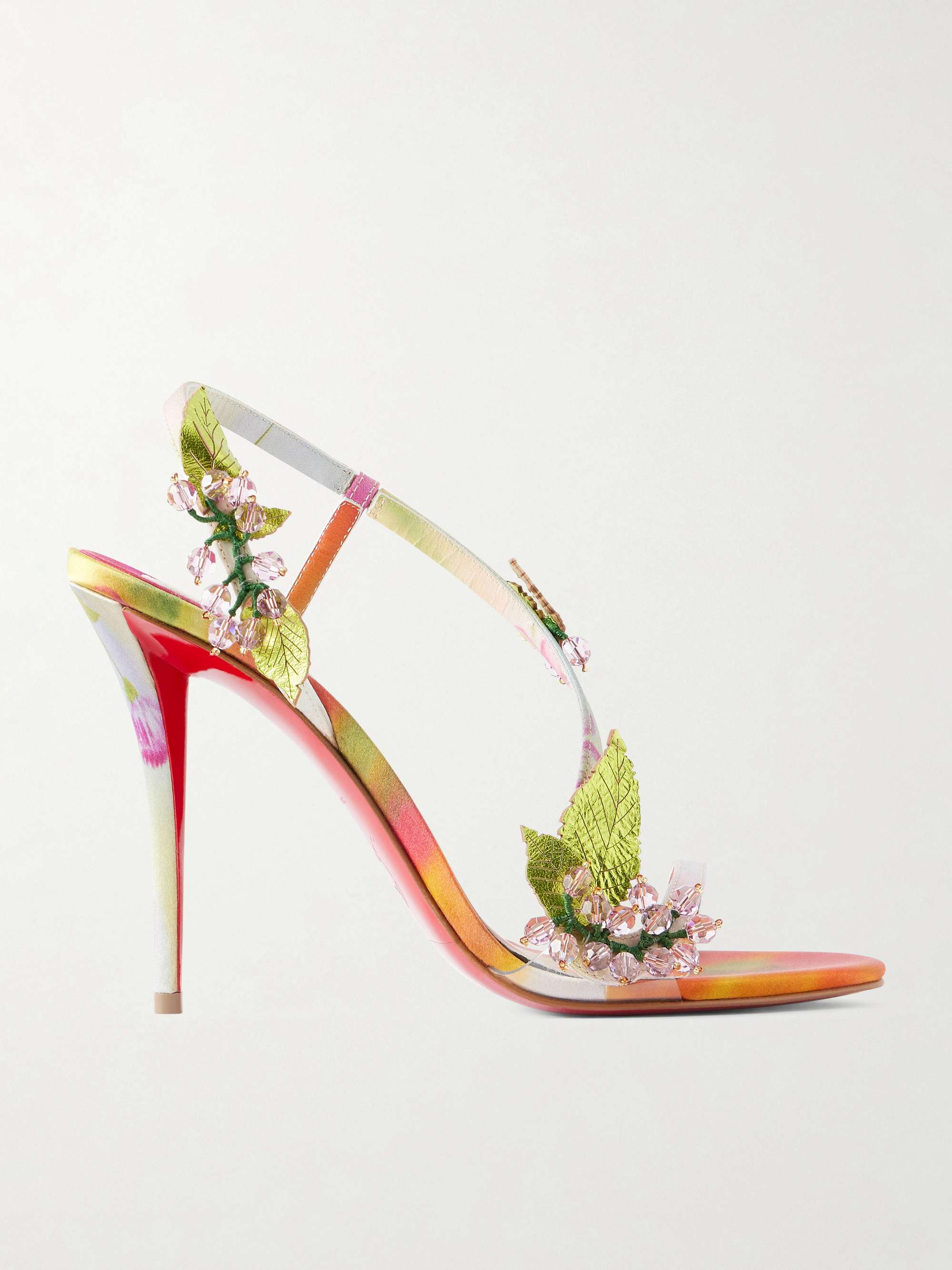 Rosa Fruit 100 Embellished Leather-Trimmed Satin Sandals