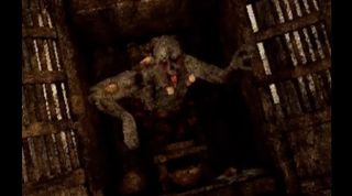 A screenshot from Labyrinth of the Demon King showing a terrible beast emerging from a dark closet