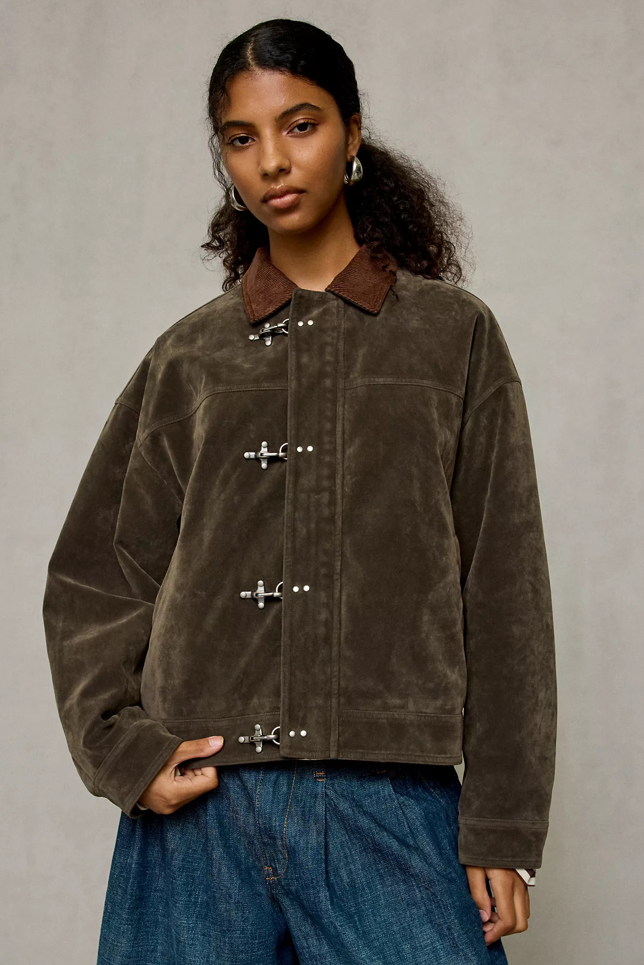 Bdg Wylie Contrast Collar Faux Suede Barn Jacket