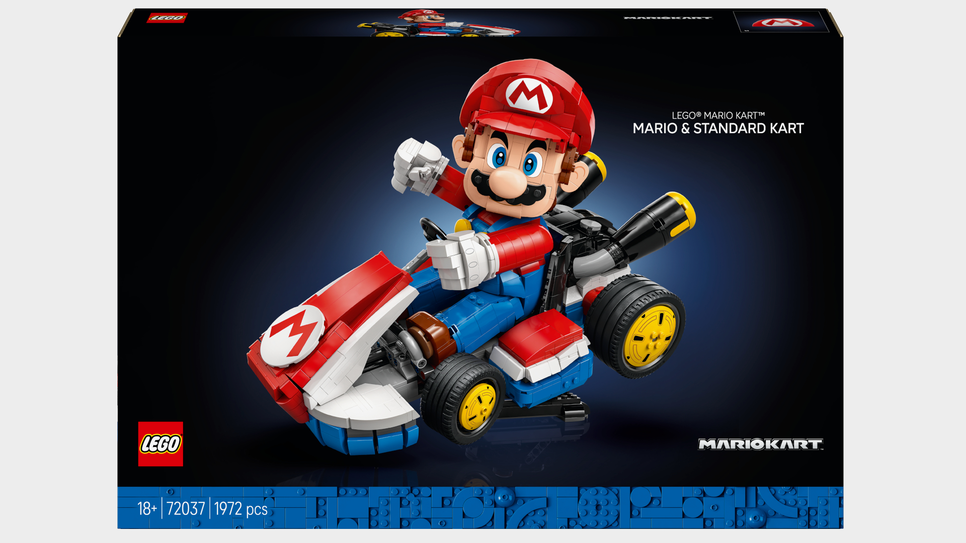 Lego Mario Kart box on a plain background