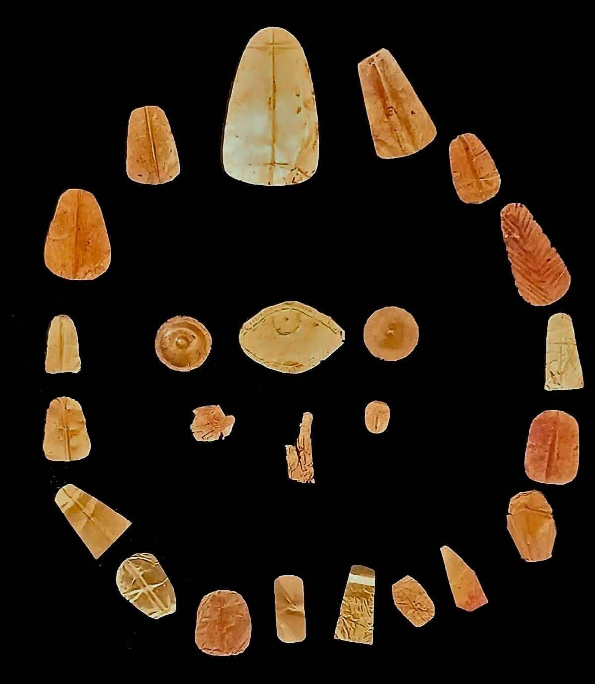 Artifact of a golden object found in a tomb.
