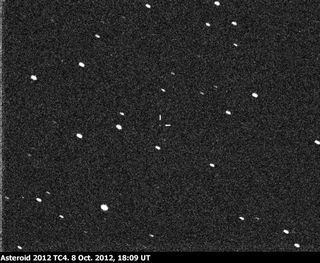 On Oct. 12, 2012, at 05:17 UT, the asteroid 2012 TC4 will reach a minimum distance from the Earth of less than 100.000 km, about 0.2 times the distance of the Moon. Image released Oct. 8, 2012.