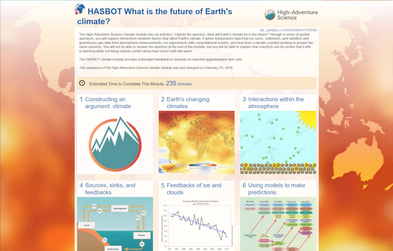 High-Adventure Science screenshot: The future of Earth's climate.