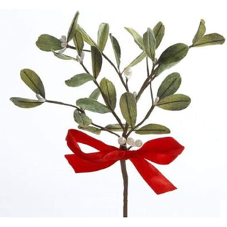 Kurt Adler C3790 Artificial Mistletoe Pick With Red Bow