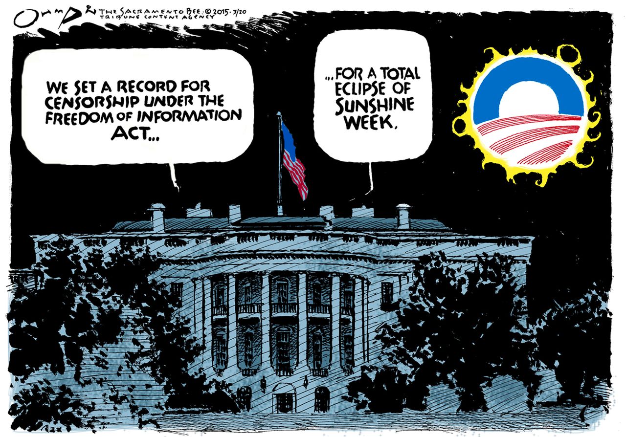 Obama cartoon U.S. FOIA Sunshine Week