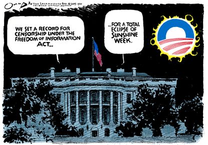 Obama cartoon U.S. FOIA Sunshine Week