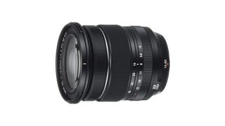 Fujinon XF16-80mm F4 R OIS WR lens on a white background