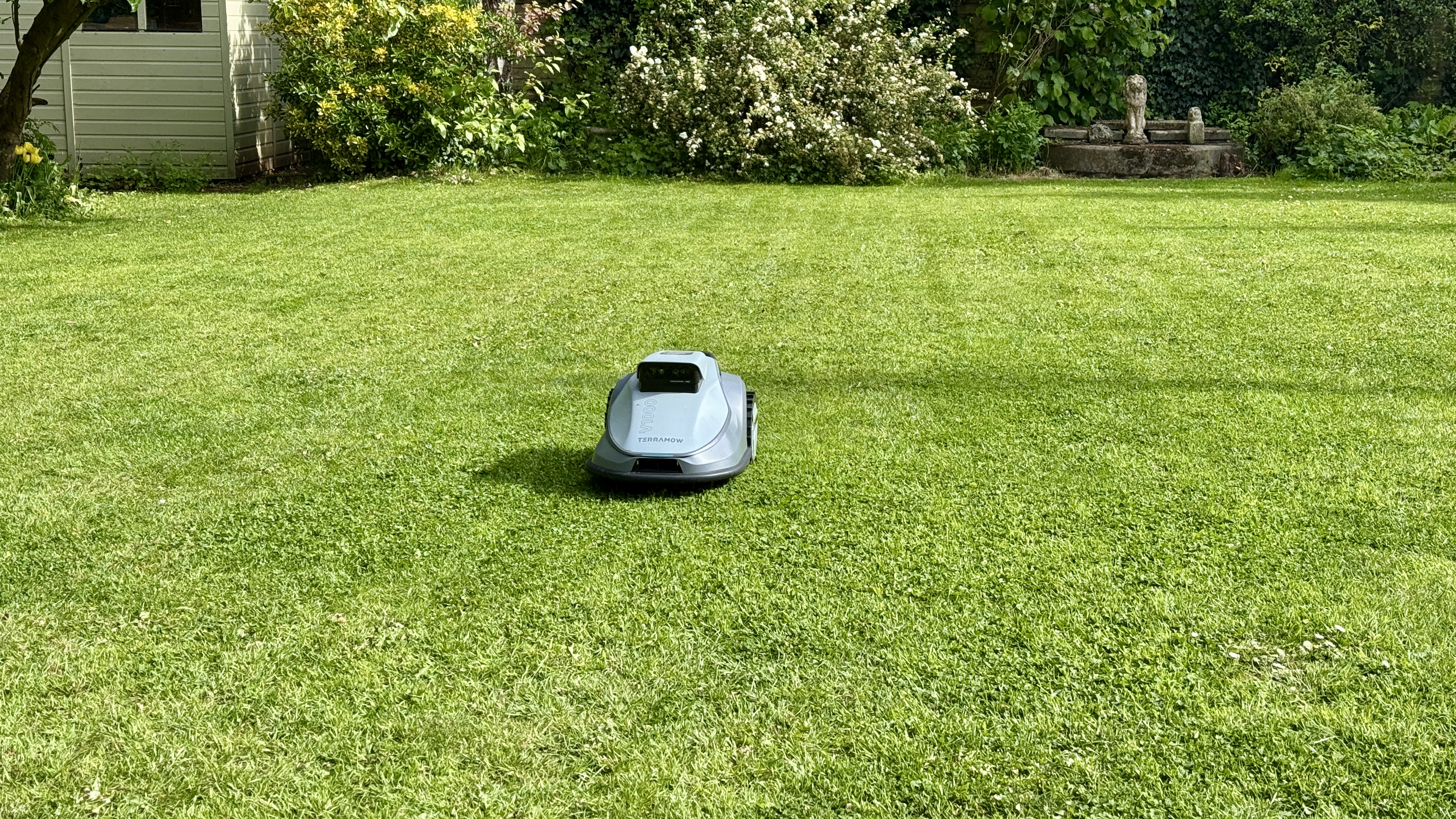 TerraMow V1000 at home on the lawn