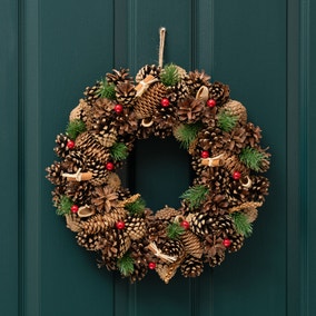 Artificial Wreath With Pinecones &amp;amp; Red Berries
