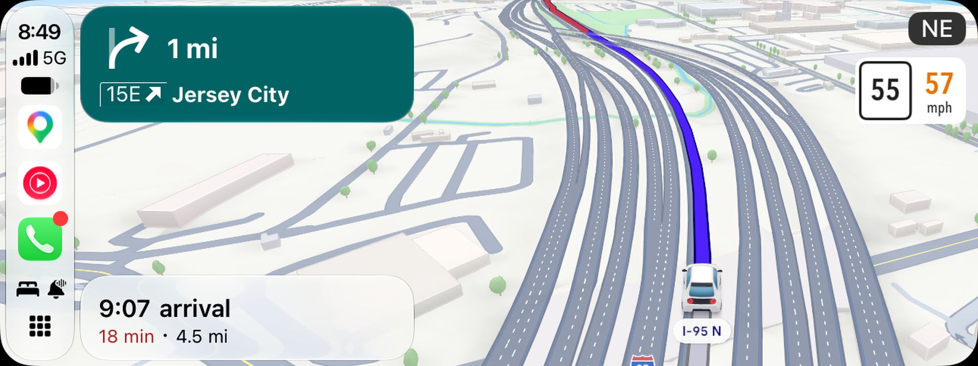 Google Maps Immersive Navigation screenshot.