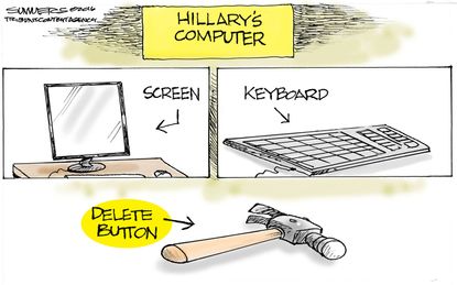 Political cartoon U.S. 2016 election Hillary Clinton emails