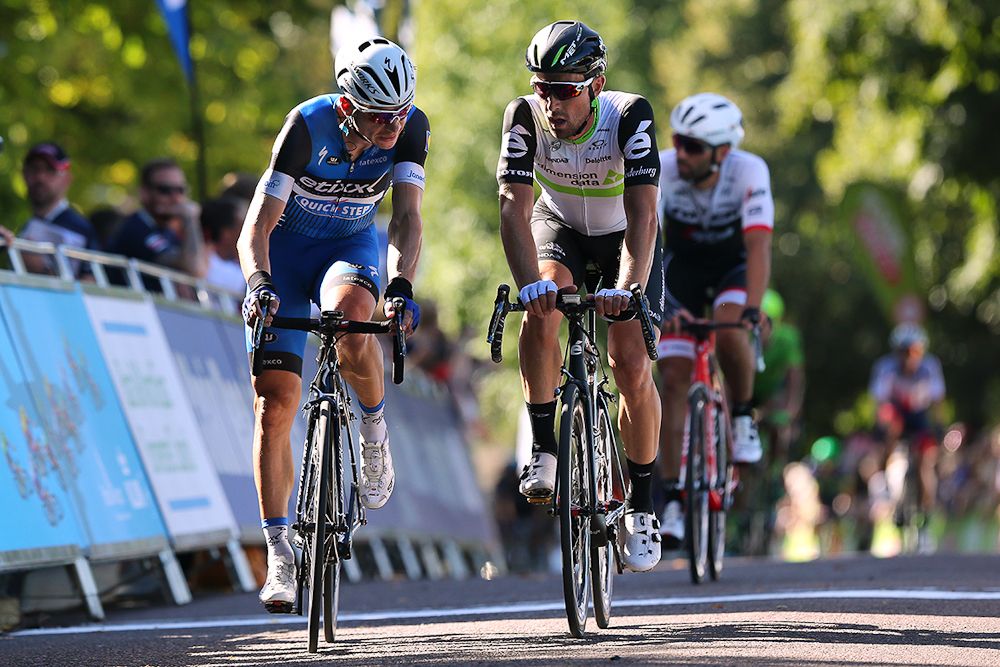 Tony Martin and Bernue Eisel finish stage 5 at the Tour of Britain.