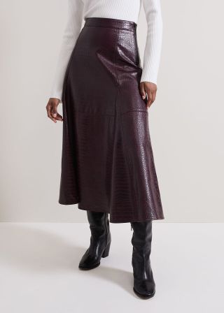 Carla Croc Pu Midi Skirt