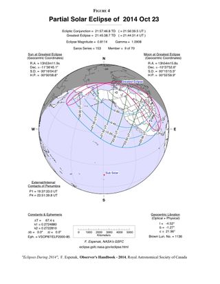 Partial Solar Eclipse of Oct 23, 2014, Map