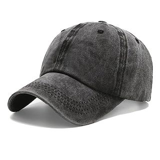 Npjy Vintage Washed Distressed Cotton Dad Hat Baseball Cap Adjustable Trucker Unisex Hats Black