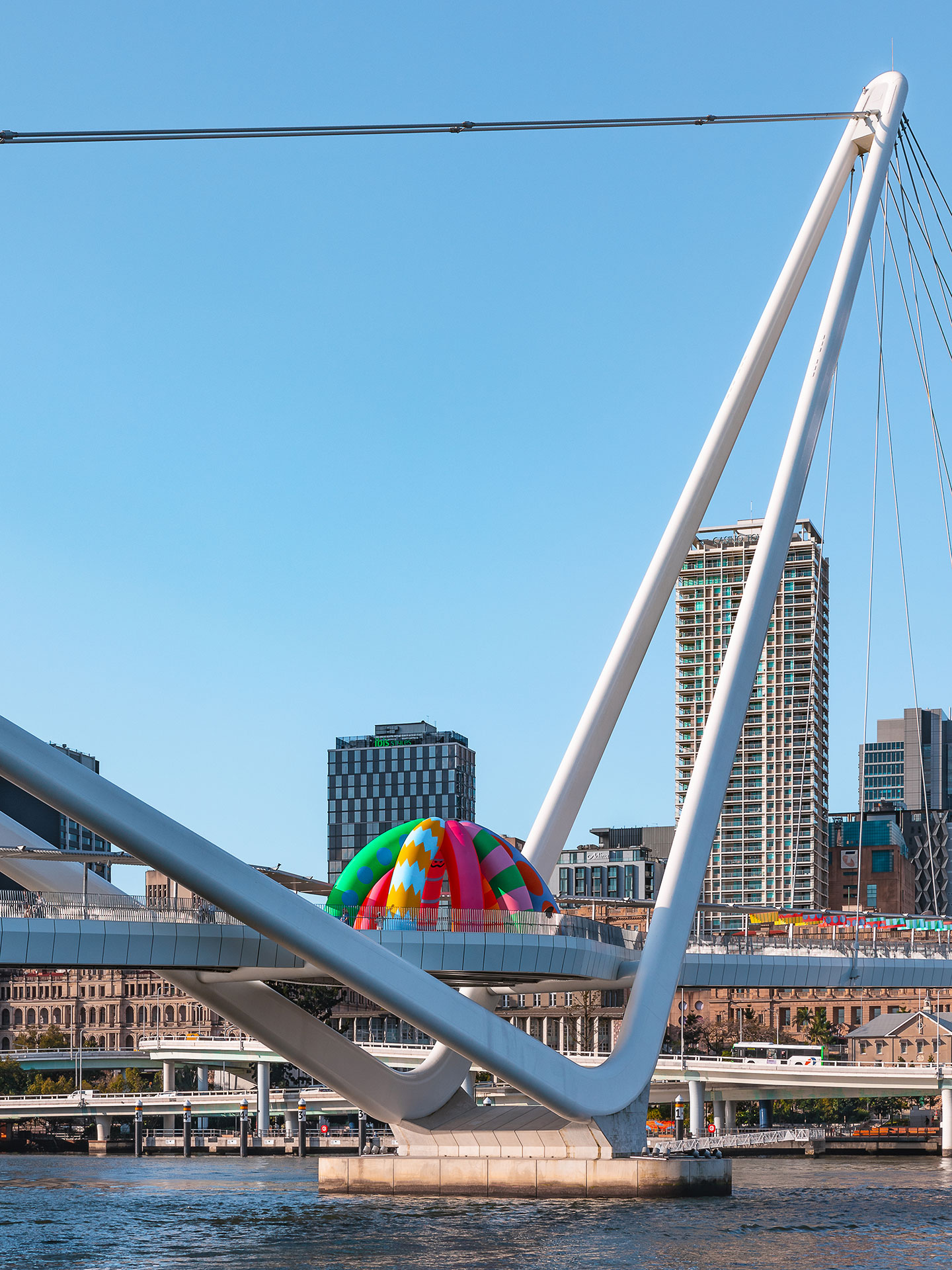 Craig and Karl colourful installation on Brisbane bridge