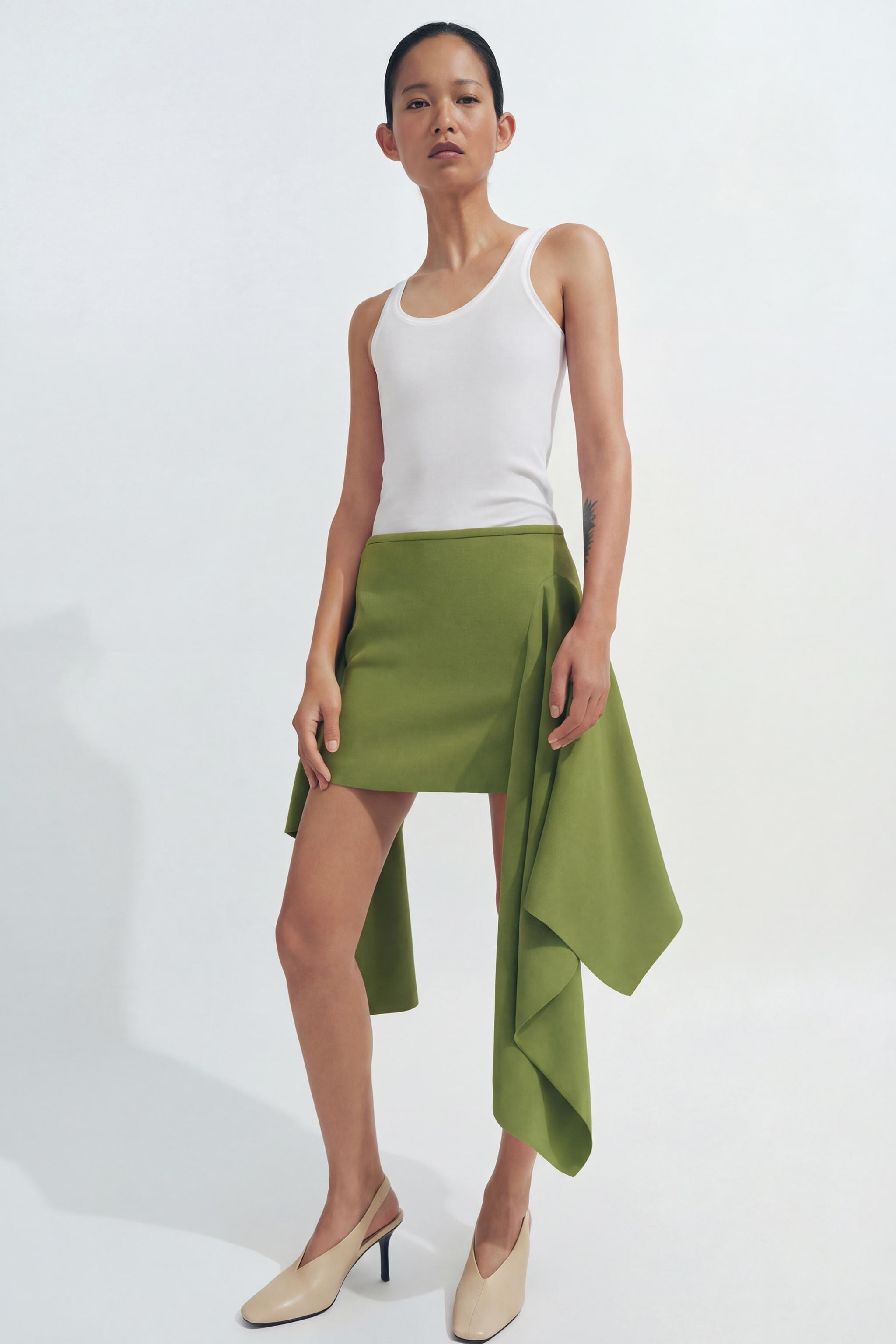 Zw Collection Asymmetric Hem Mini Skirt