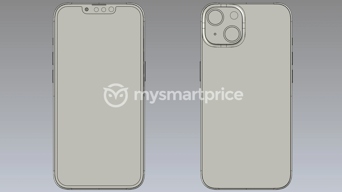 An unofficial render of the iPhone 14, from the front and back