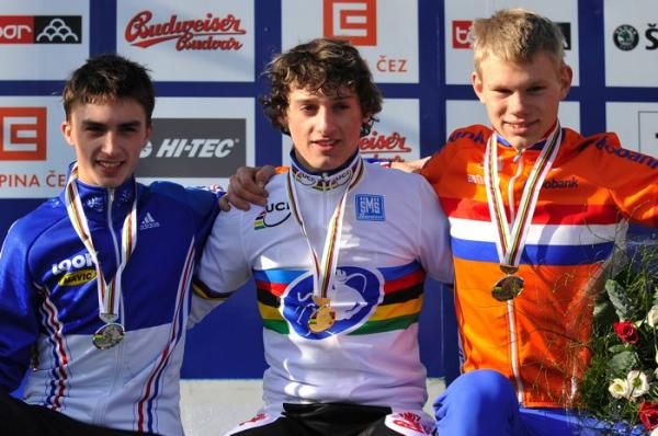The junior men's podium in Tabor.
