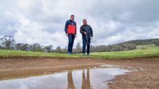 Ball in temporary water in bunker