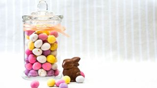 image of a jar filled with colourful mini eggs as a Guessing Easter game