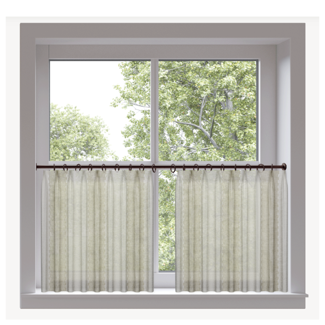 Jake Arnold for Everhem, Caf&amp;eacute; Curtains in Sheer Parlor Stripe