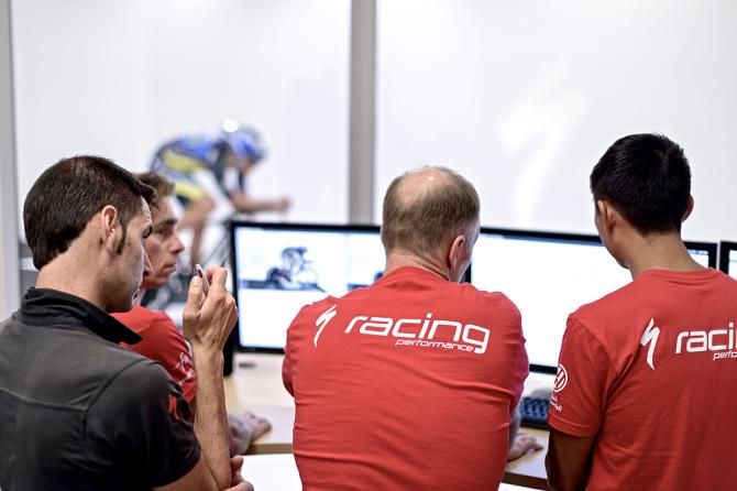 Alberto Contador (Team Saxo - Tinkoff) testing his time trial position