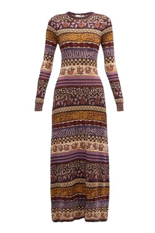 Paloma Multi-Print Wool-Blend Midi Dress