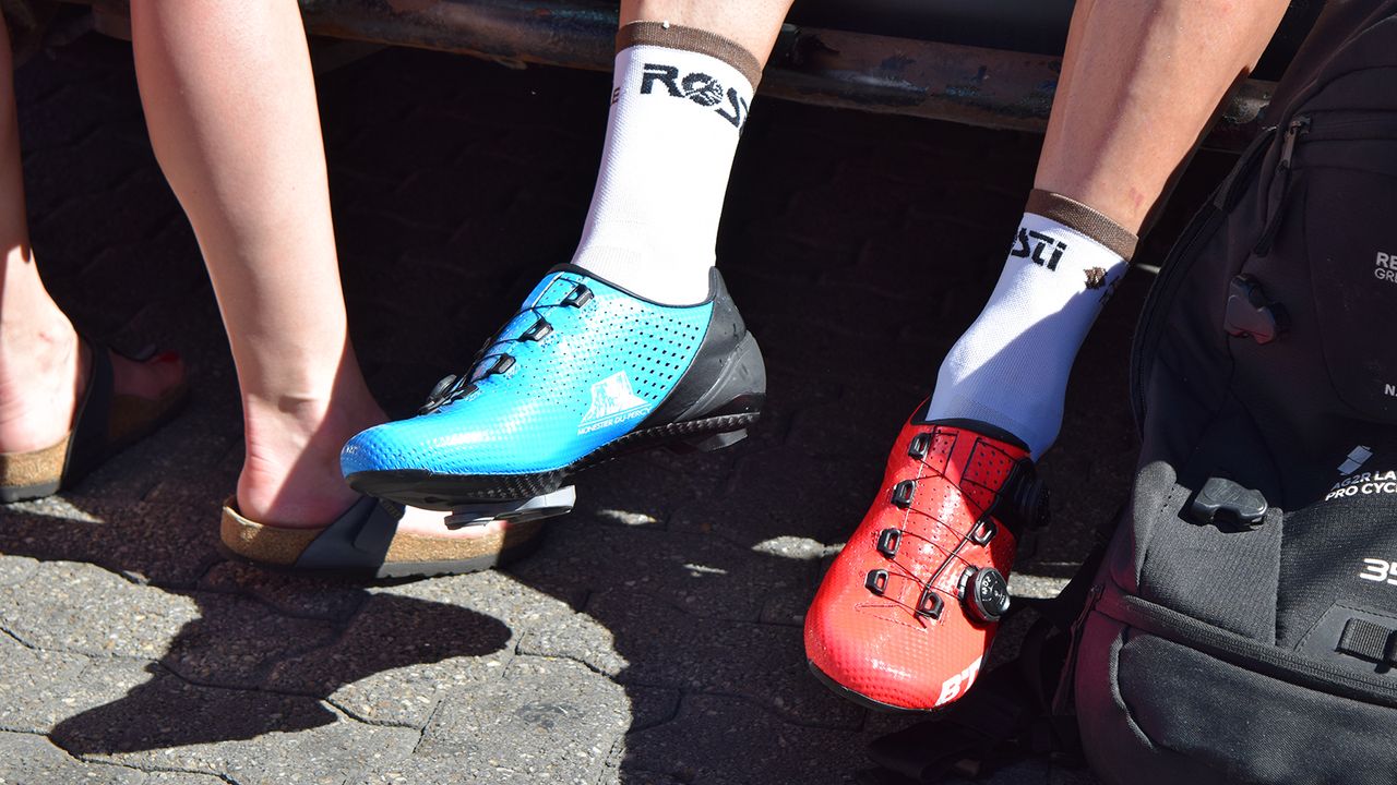 B'Twin shoes performing in the WorldTour peloton