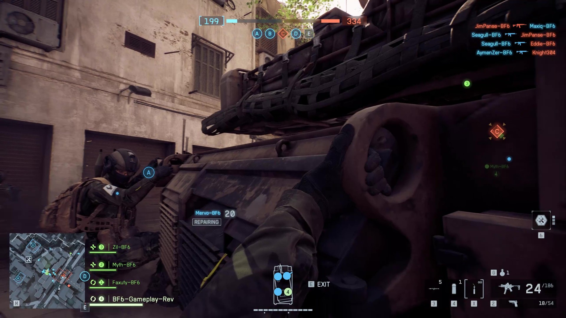Repairing an armored vehicle in Battlefield 6