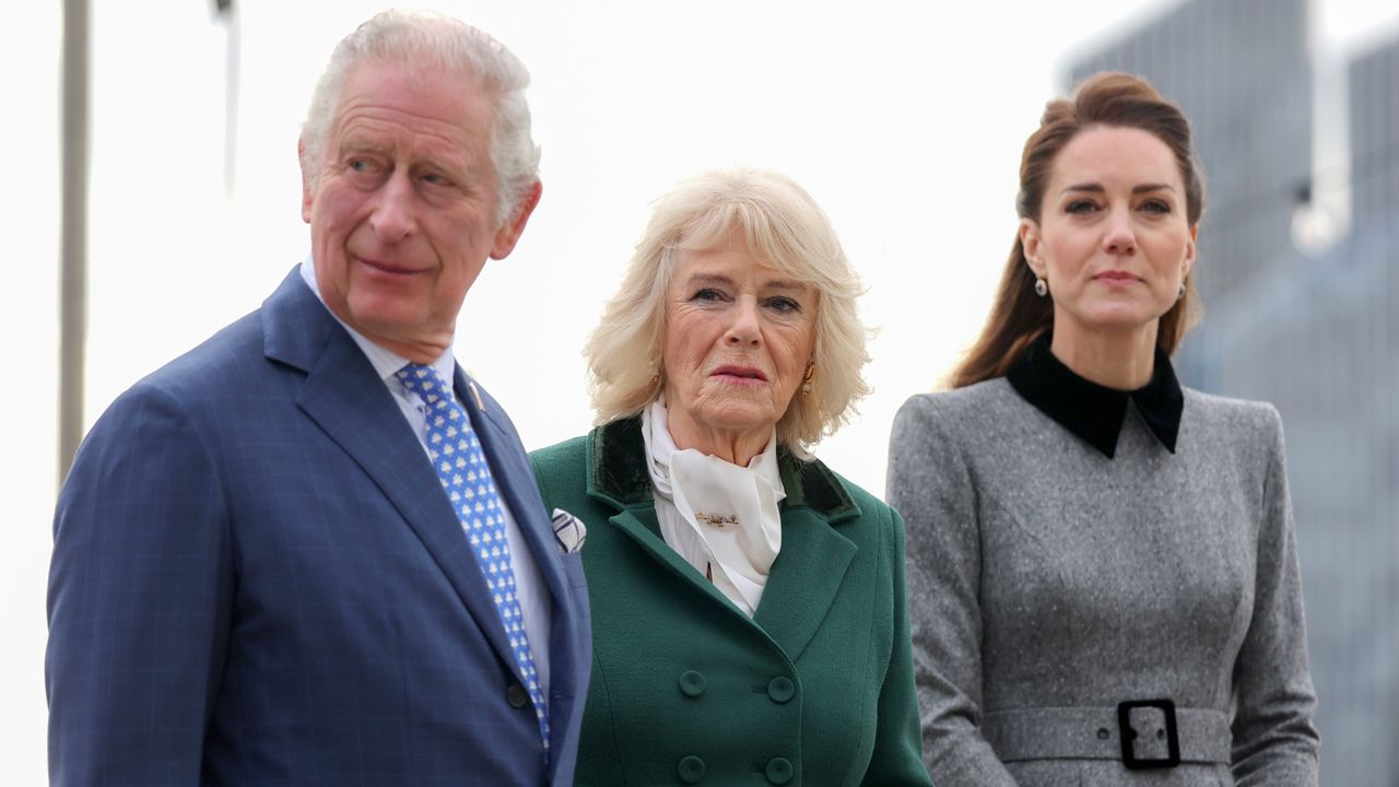 Prince Charles, Prince of Wales, Camilla, Duchess of Cornwall and Catherine, Duchess of Cambridge arrive for their visit to The Prince&#039;s Foundation training site