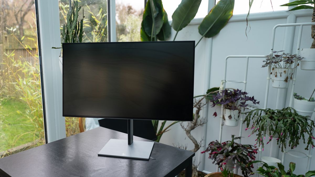 A silver HP Z27u G3 monitor on a bright desk