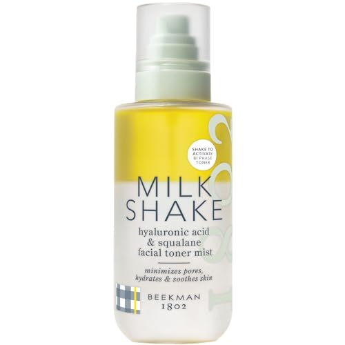 Beekman 1802 Milk Shake Hydrating Face Mist &amp;ndash; Setting Spray &amp;amp; Milky Toner With Hyaluronic Acid &amp;amp; Squalane &amp;ndash; Facial Toner &amp;amp; Face Spray &amp;ndash; Lightweight Hydration, Minimizes Pores, Fragrance Free 8.1 Fl Oz