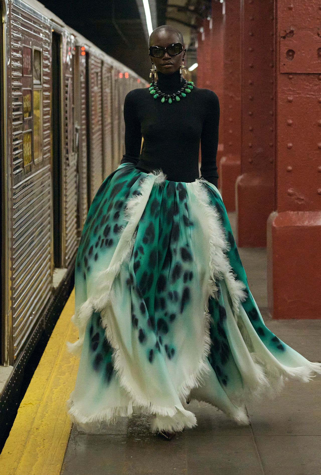 models walk the subway runway for the chanel metiers d'art 2026 show in new york city