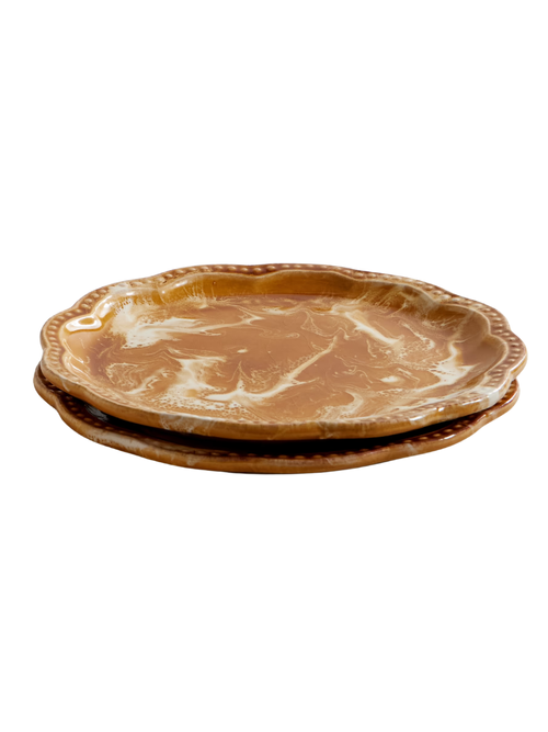 Scalloped Ceramic Dessert Plates, Set of 2