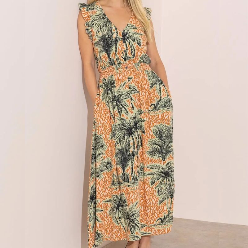 palm tree print dress