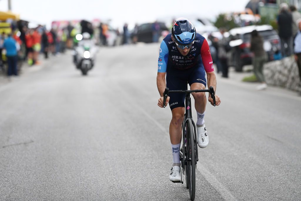 TRE CIME DI LAVAREDO ITALY MAY 26 Derek Gee of Canada and Team Israel Premier Tech attacks in the breakaway during the 106th Giro dItalia 2023 Stage 19 a 183km stage from Longarone to Tre Cime di Lavaredo 2307m UCIWT on May 26 2023 in Tre Cime di Lavaredo Italy Photo by Tim de WaeleGetty Images