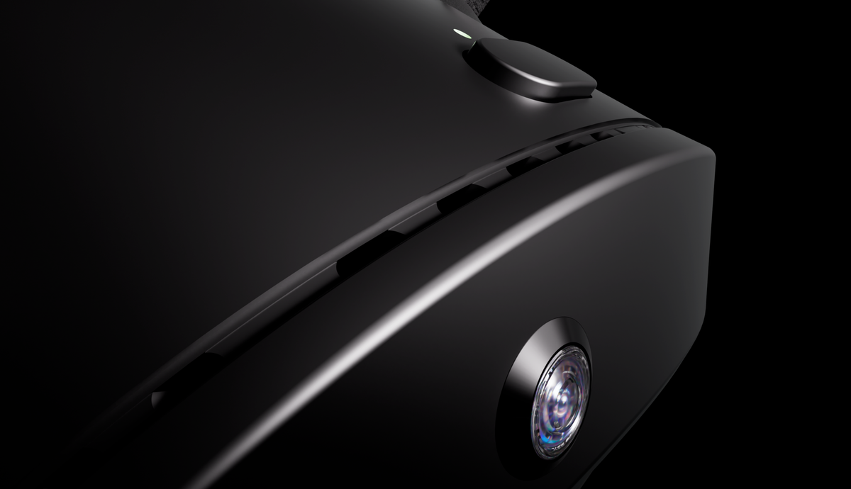 Pimax's new VR headset, the Crystal Pro, on a black background.