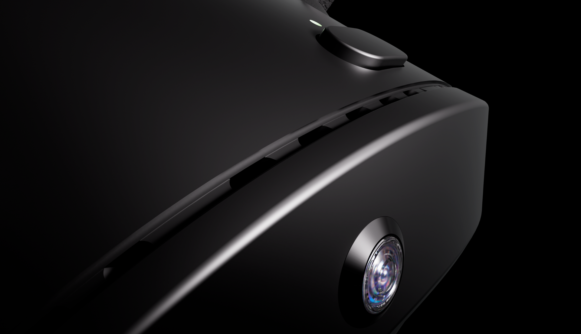 Pimax's new VR headset, the Crystal Pro, on a black background. 