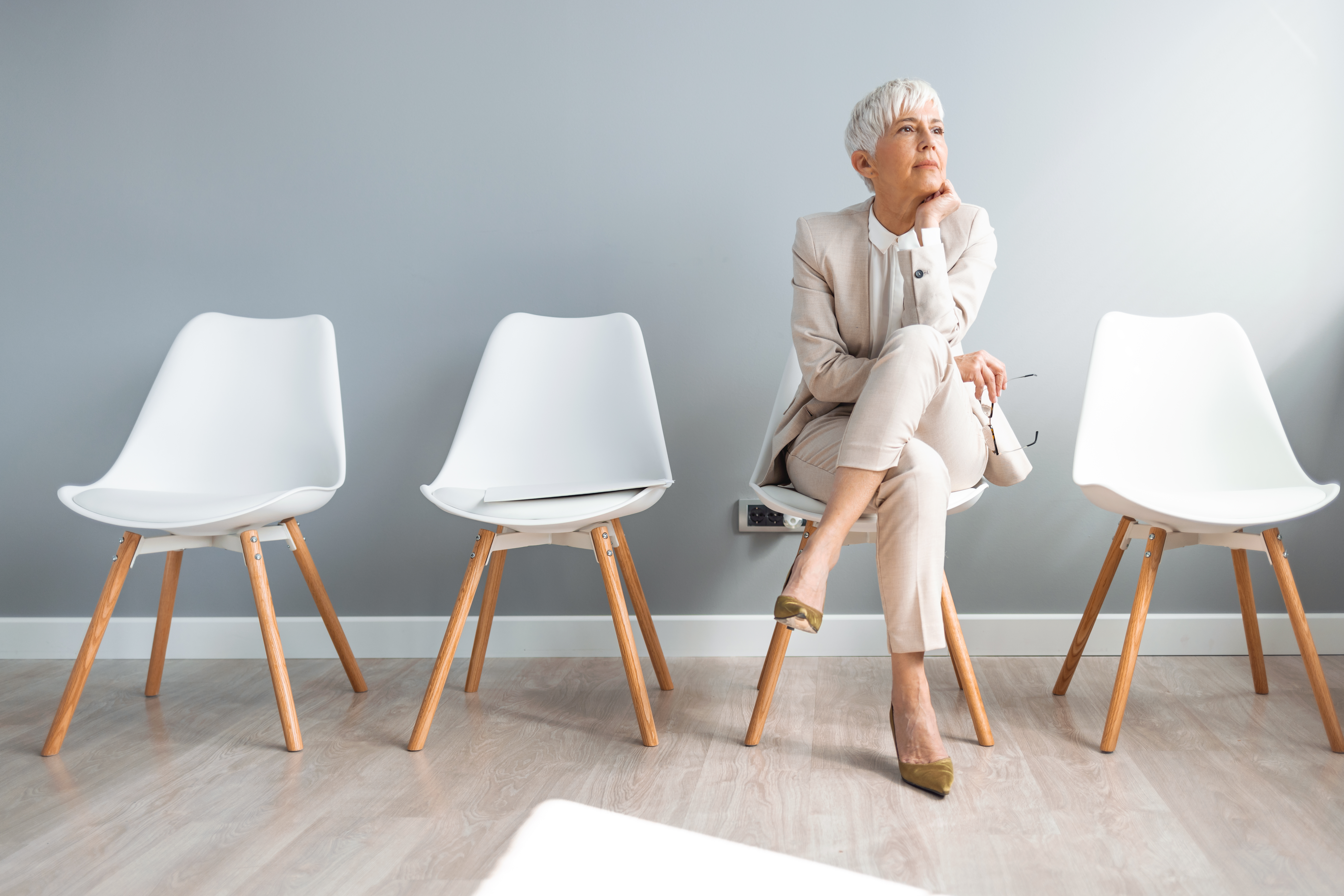 Mature Businesswoman waiting for job interview.