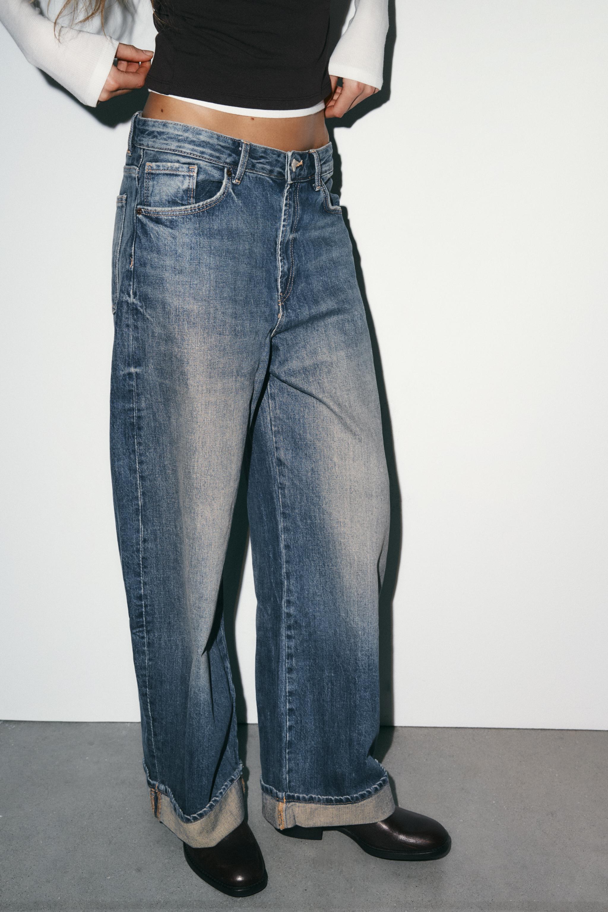 Trf Baggy Folded Mid-Waist Jeans