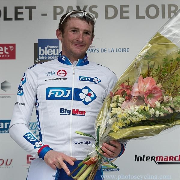 Micka&euml;l Delage on the podium in Cholet