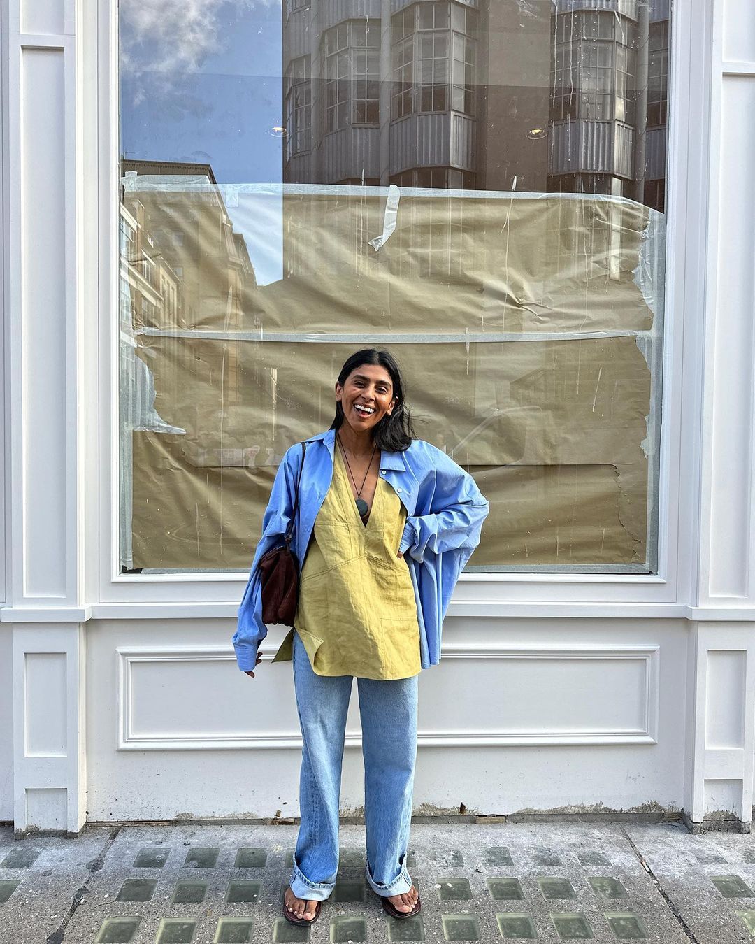 Monikh in blue shirt and yellow top