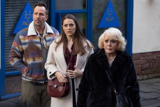 Sienna Blake with her father, Jez and grandmother, Martha Blake.