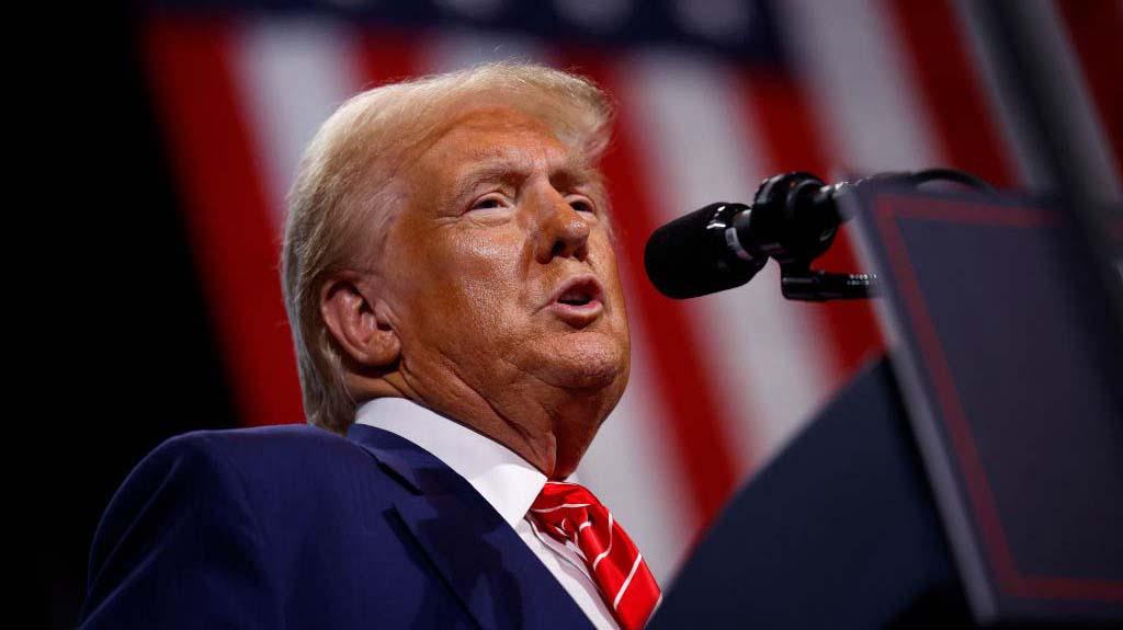 Former President Donald Trump at an Oct. 15 campaign rally in Atlanta 