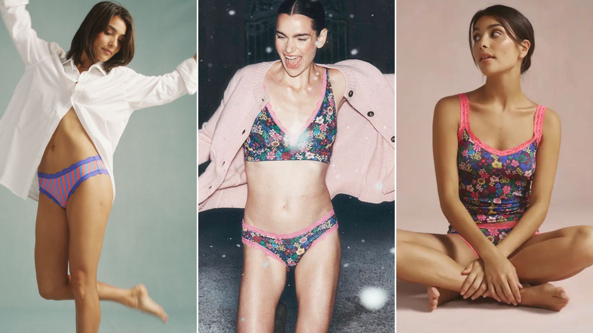 Three models wearing Stripe &amp; Stare x Boden 