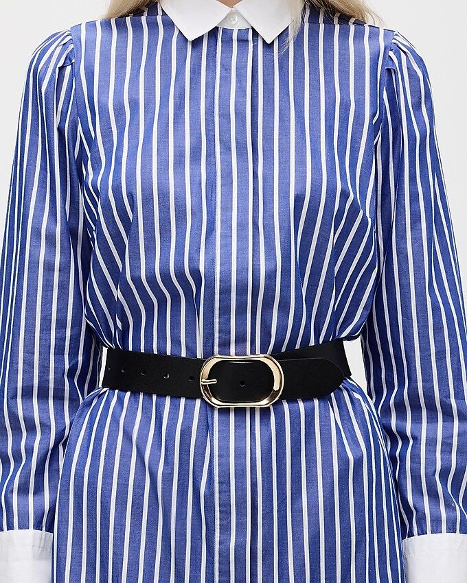 Oval Buckle Belt In Italian Leather