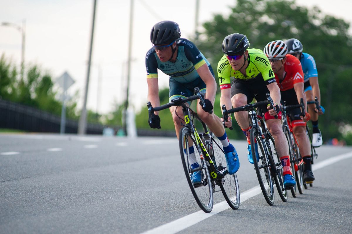 A group gets off the front during the criterium